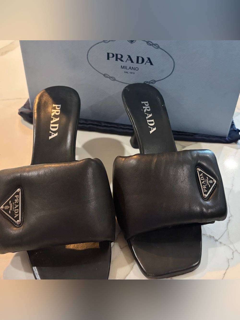 Prada Black Padded Leather Slide Sandals(Authentic) - Picture 7 of 7